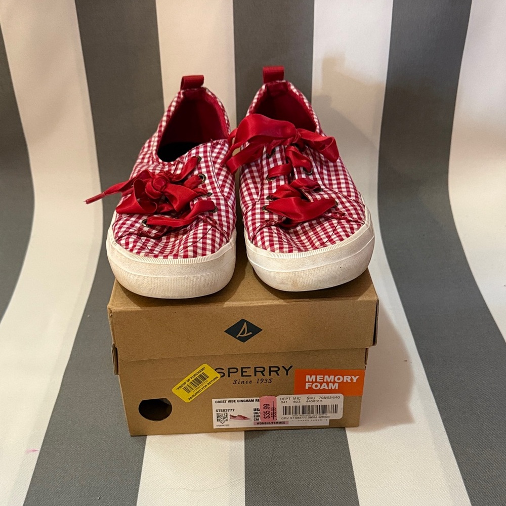 Sperry Red Checkered Women's Sneakers